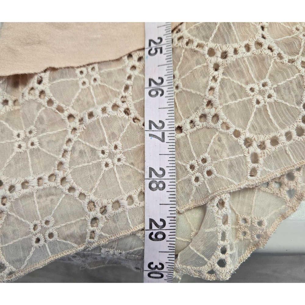 Language Womens Top‎ Medium Light Pink Asymmetric Pintuck Lace Eyelet Boho Flowy - Picture 10 of 11